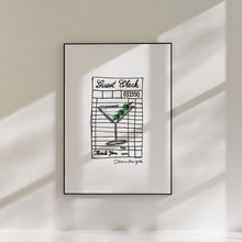 Load image into Gallery viewer, Martini Guest Check Art Print