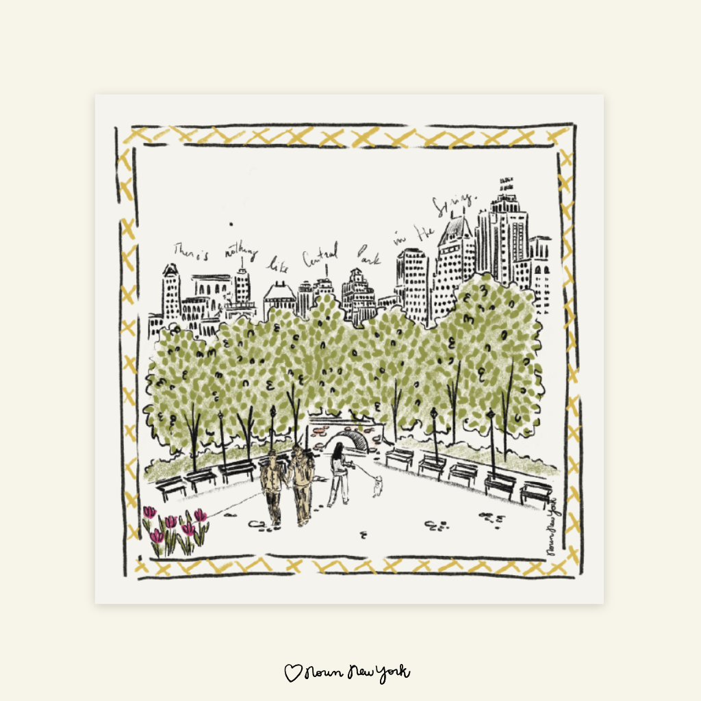 Central Park Dog Walk  – Illustrated Art Print