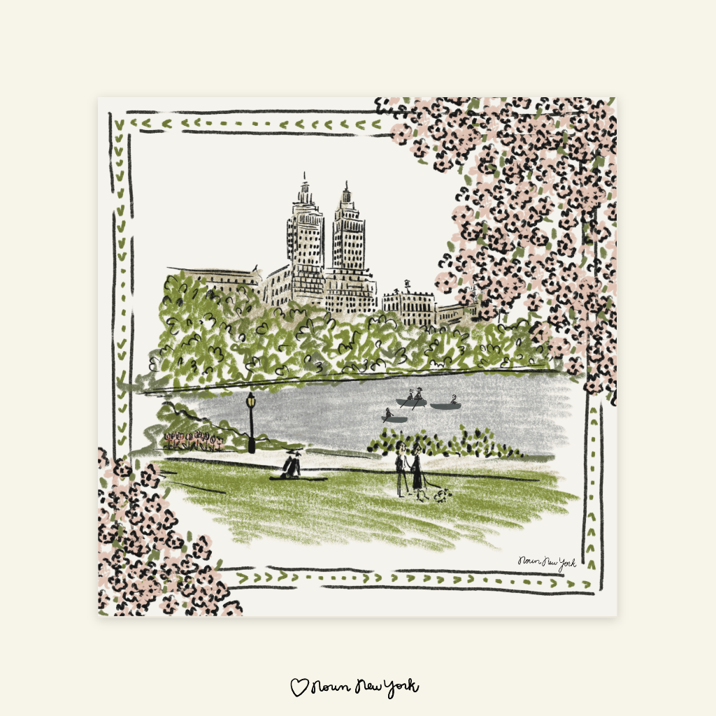 Central Park in Spring  – Illustrated Art Print