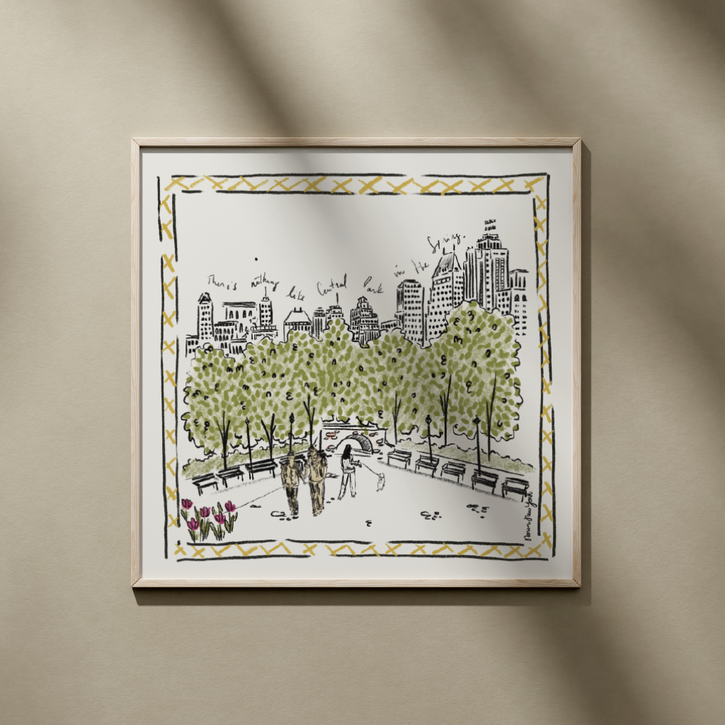 Central Park Dog Walk  – Illustrated Art Print