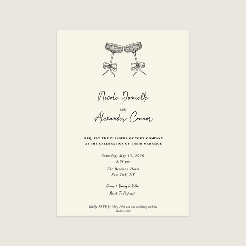 Semi-Custom Wedding Invitation | Champagne Flutes