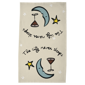 The City Never Sleeps Tea Towel