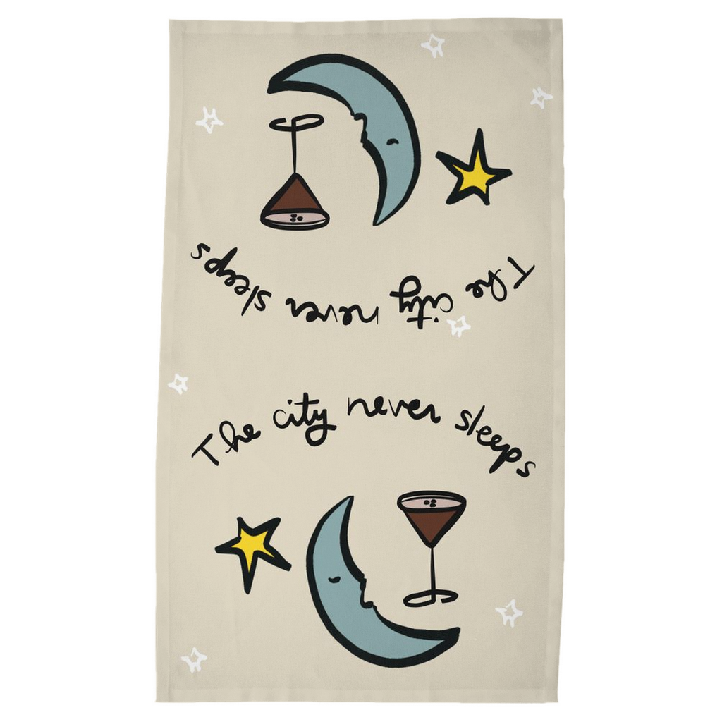 The City Never Sleeps Tea Towel