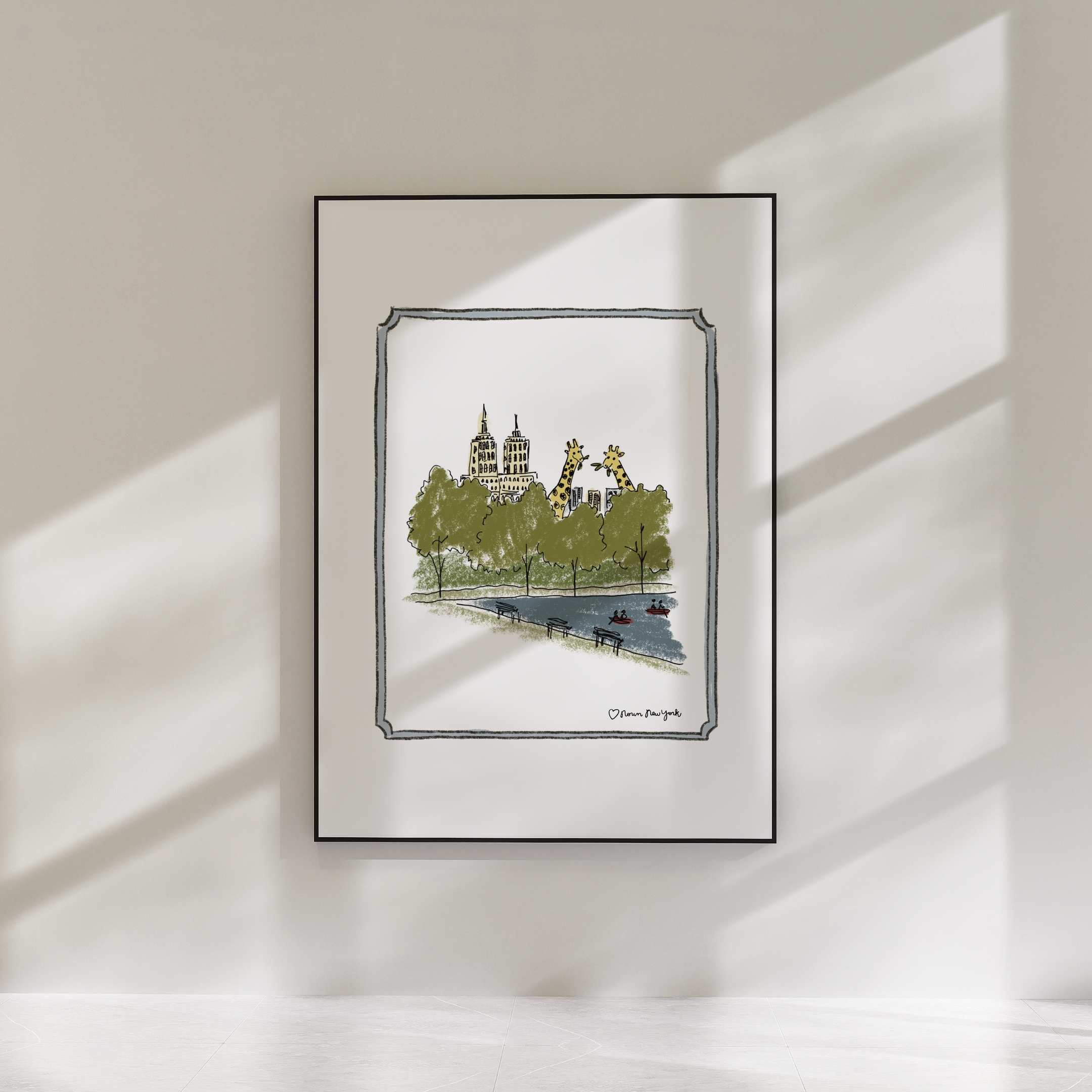 Concrete Jungle Print | Giraffes in Central Park
