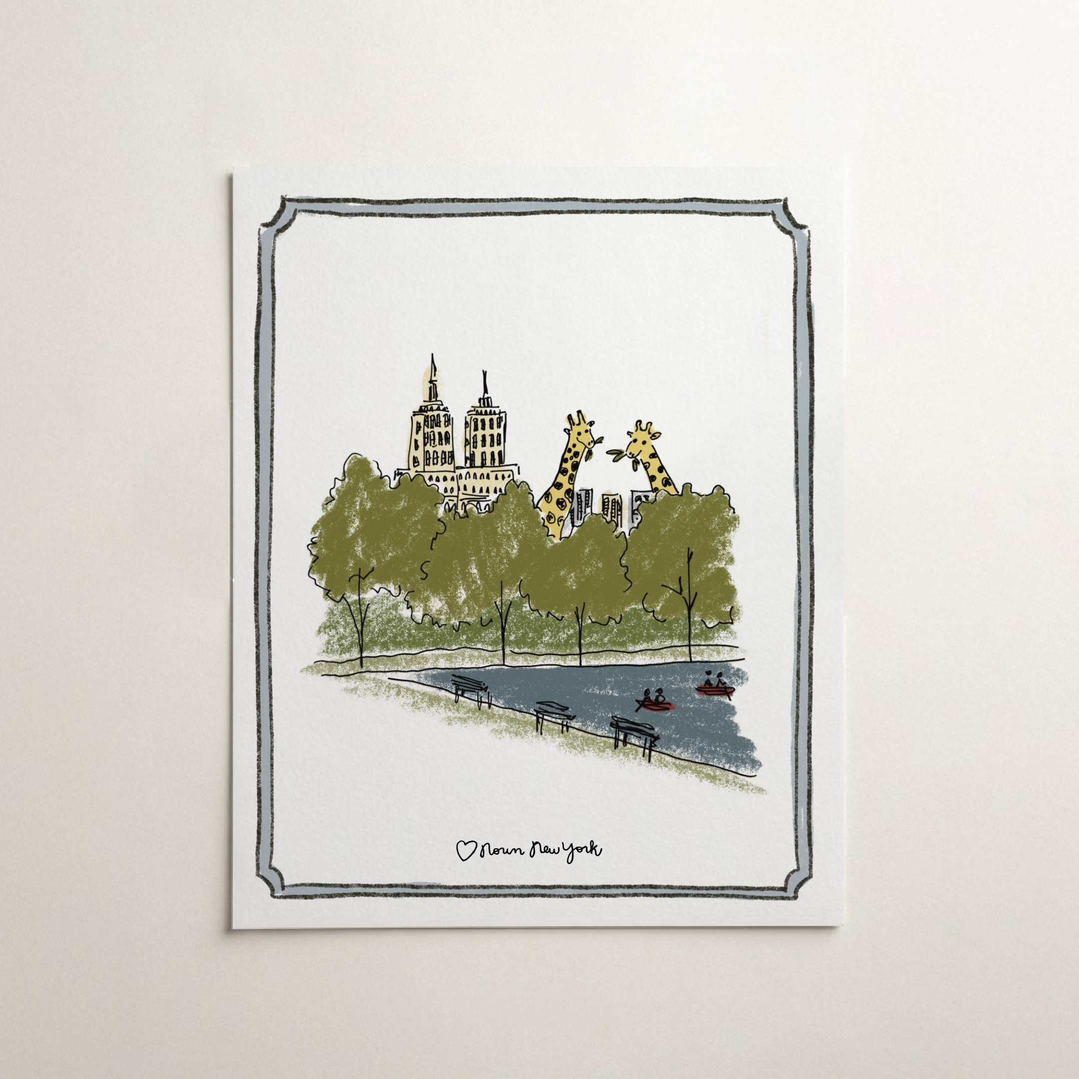 Concrete Jungle Print | Giraffes in Central Park