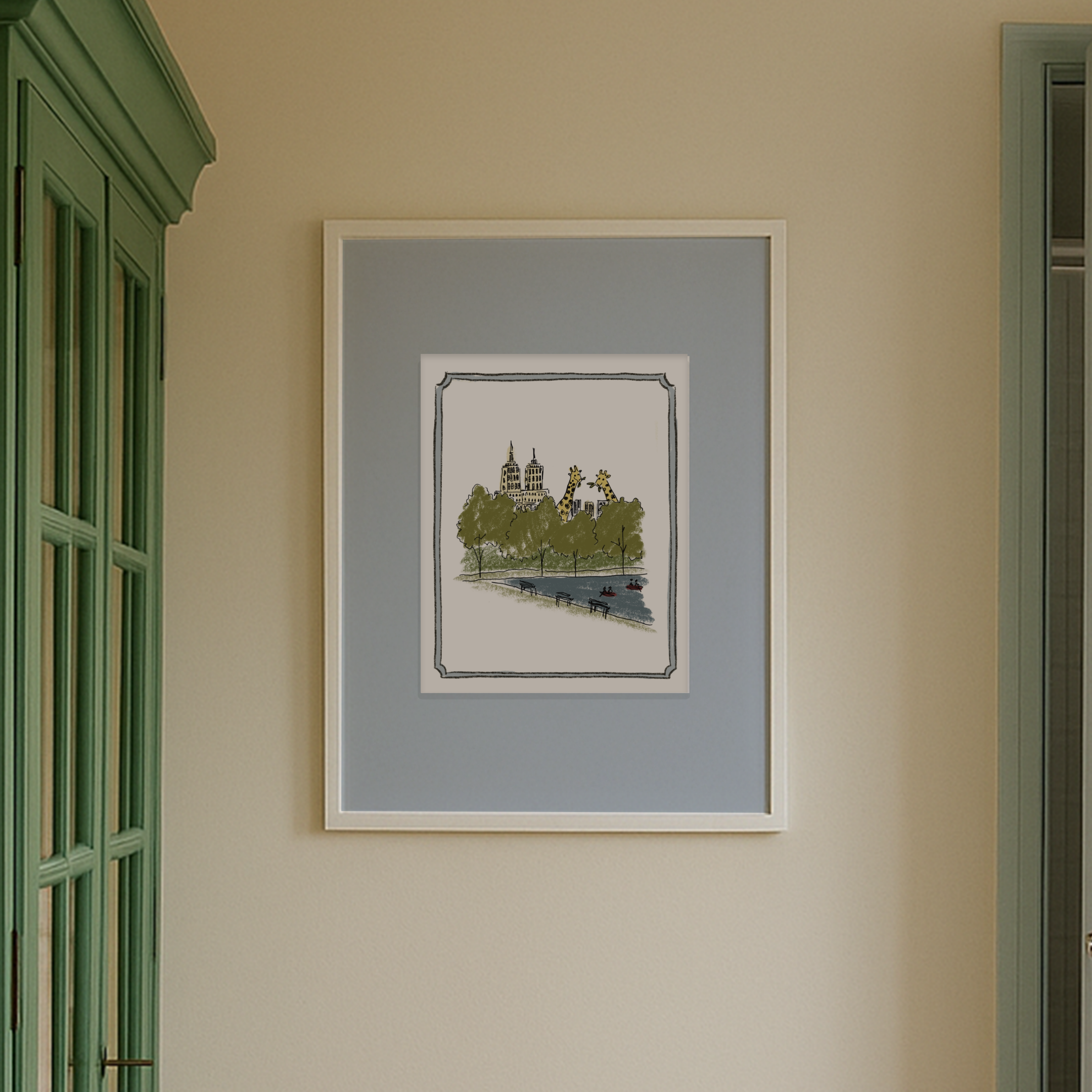 Concrete Jungle Print | Giraffes in Central Park