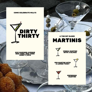 A Tini Bit Older, Dirty Thirty, Martini Themed Birthday Party- DIGITAL TEMPLATE*