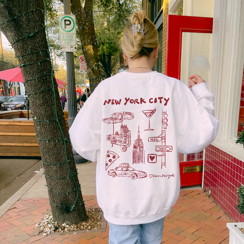 New York City Illustrated Crewneck in Red