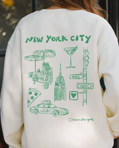 New York City Illustrated Crewneck in Green