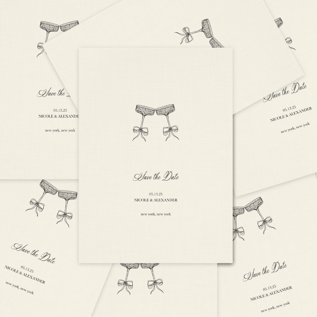 Semi-Custom Save the Date | Champagne Flues Collection