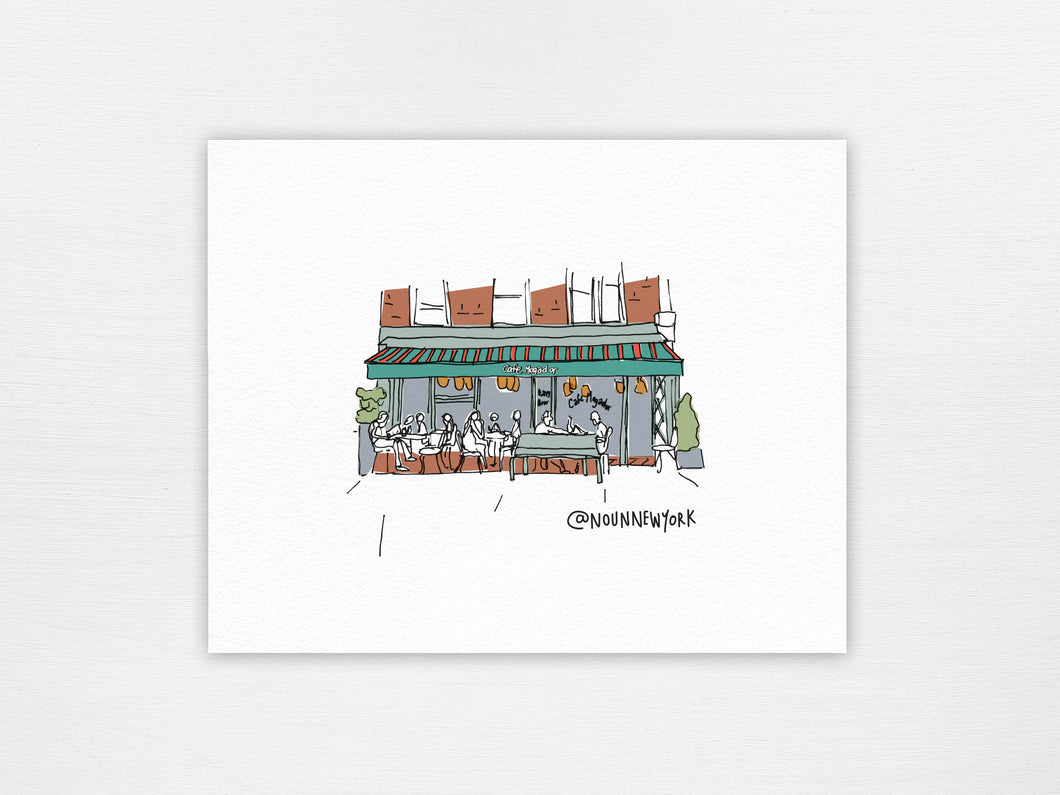 NYC Storefront Illustrations | Cafe Mogador Print