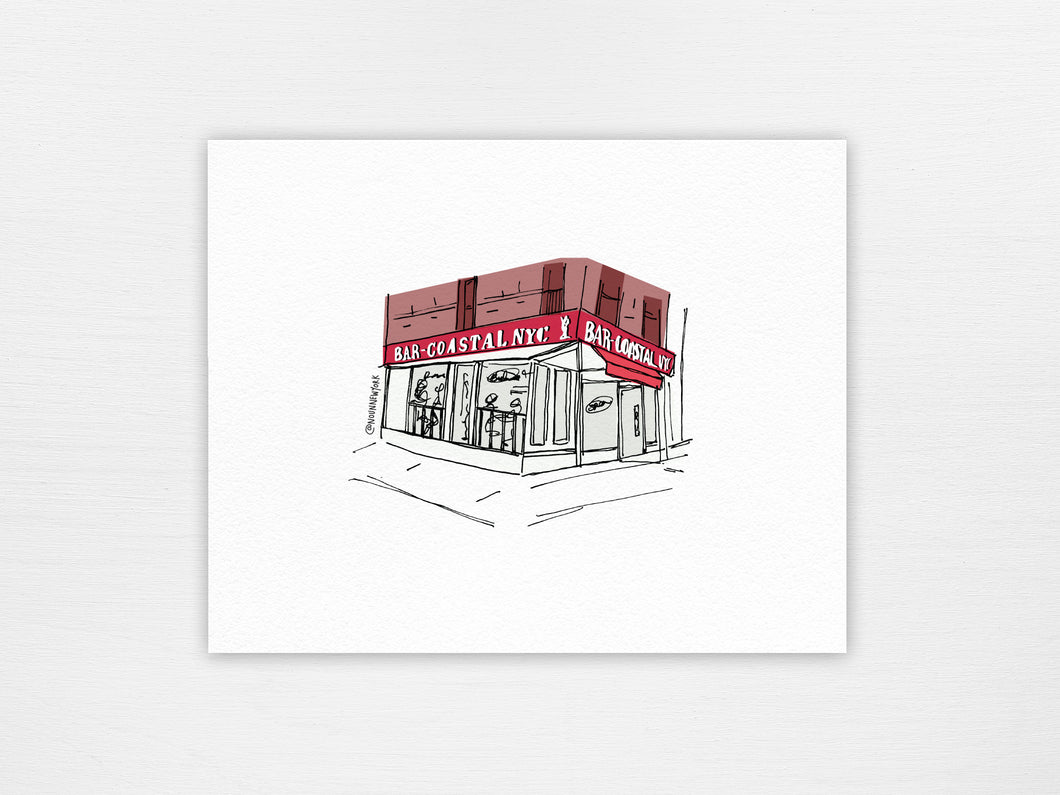 NYC Storefront Illustrations | Bar Coastal Print