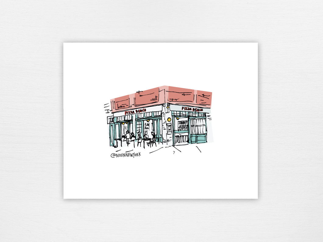 NYC Storefront Illustrations | Pizza Beach Print