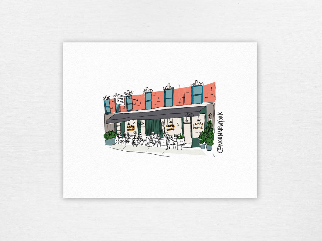 NYC Storefront Illustrations  Caffe Dante Print – Noun New York