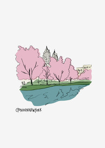 NYC Storefront Illustrations | Central Park Cherry Blossoms Print